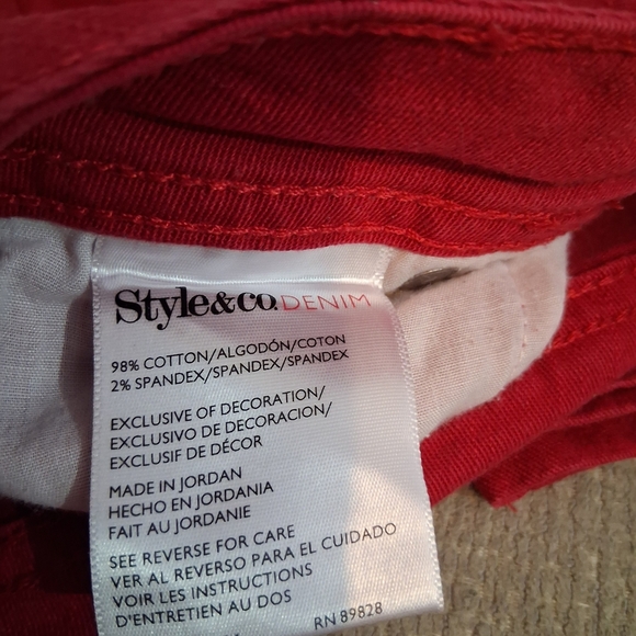 Style & Co Women’s Red Embellished Curvy Slim Leg Jeans Size 14 – Rhinestone - Picture 7 of 7